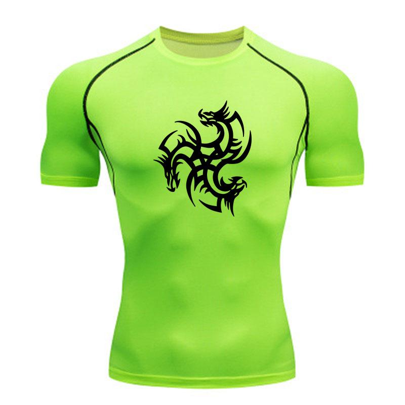 Men's Quick Dry Compression Sport T-shirt Tribal 3 Headed Dr