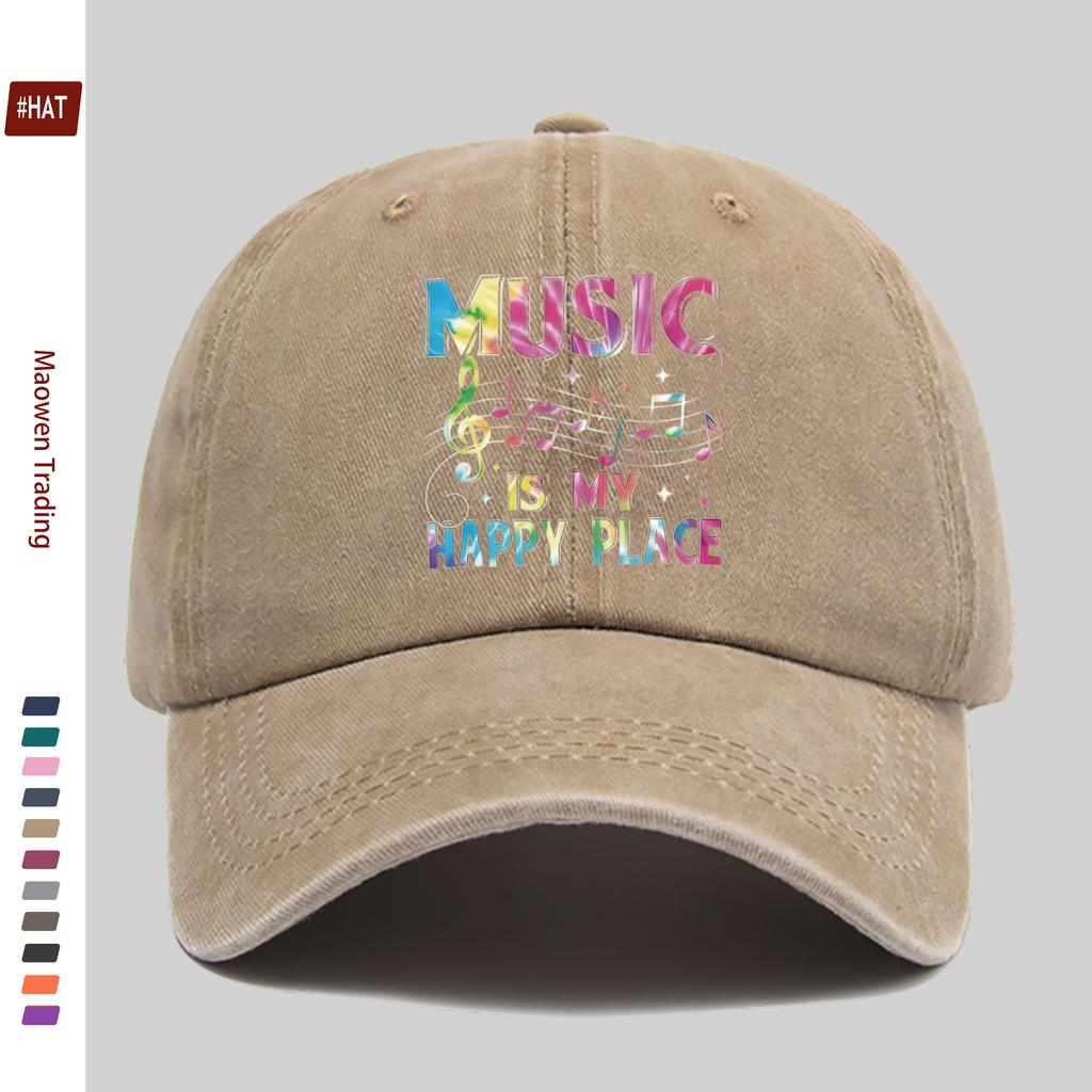 Pc Music Paradise Melody Melody Brings Joy Letter Print Hat Concert Pattern Print Baseball Cap Unisex Design Sun Hat Multip