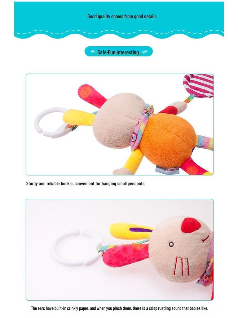 BBSKY Adorable Cartoon Animal Baby Crib Mobile & Teething Plush Rattle Toy