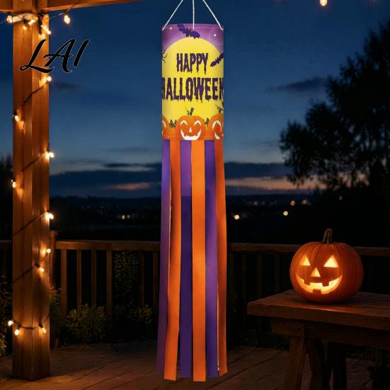Skull Pattern Wind Streamer Halloween Windsock Flag Large Spooky Pumpkin Skeleton Ghost Socks Outdoor Decorative Eaves Hanging Props Decor for Yard