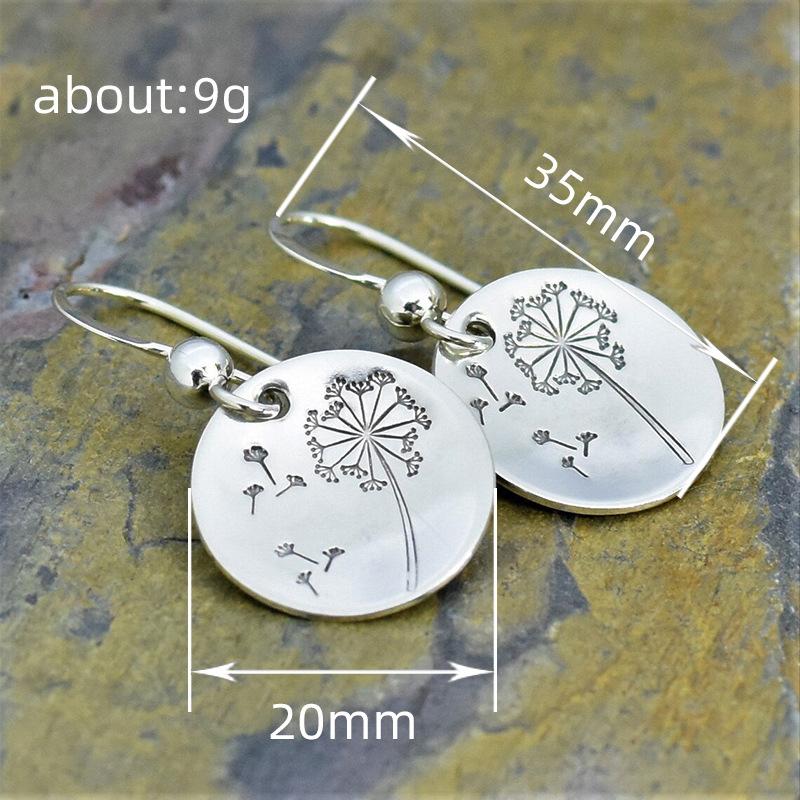 Simple Retro Round Dandelion Earrings, Women'S Court Earrings, Single Item Earrings