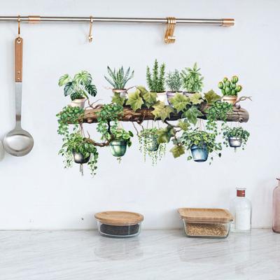 Potted Plants Shelf Wall Sticker Waterproof PVC Self-adhesive Living Room Bedroom Home Office Potted Greenery Shelf Decoration Decal