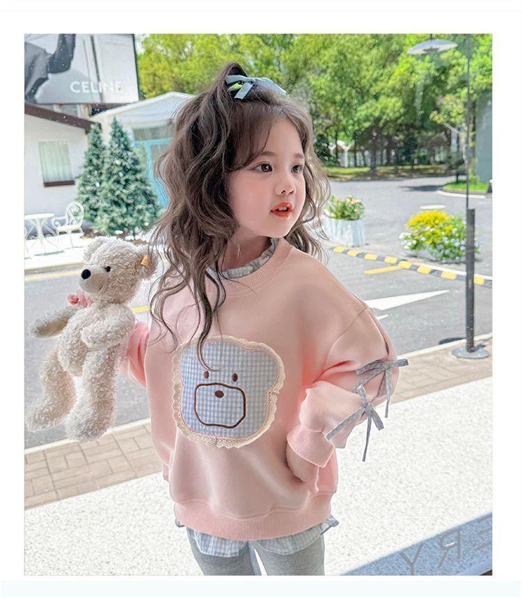 Höst Koreansk Stil Flickors Patchwork Sweatshirt & Leggings Set