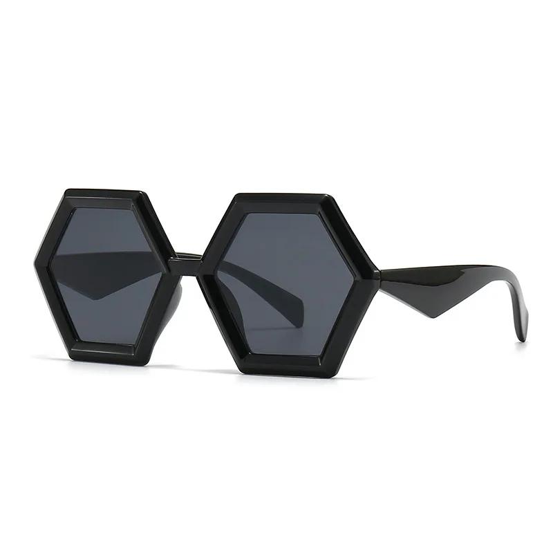 

Retro Polygon Square Sunglasses Women Gradient Orange Tea Shades Uv400 Men Double Color Trending Sun Glasses
