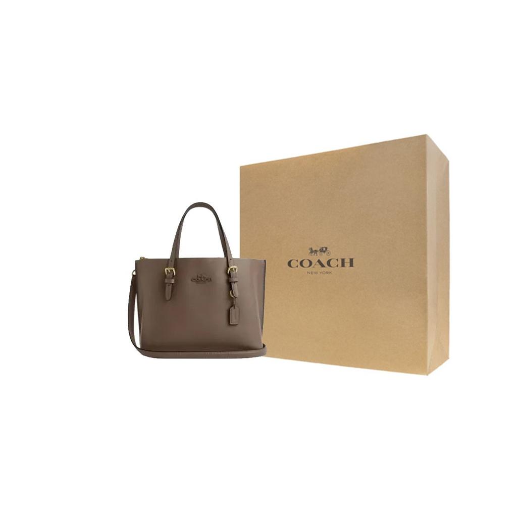 Coach Mollie Logo Detachable Shoulder Strap Leather Tote Bag Women Tote Bags Brown CV966-IMV2R