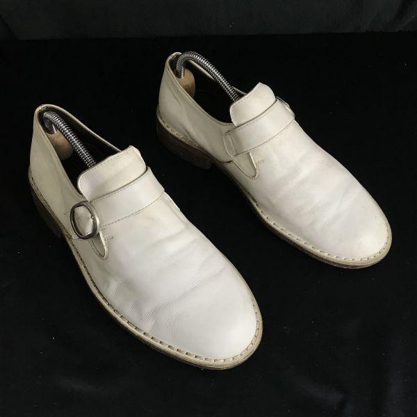 Italy FUTABAYA Leather Moccasin Monk Strap 38 24 White(USED)