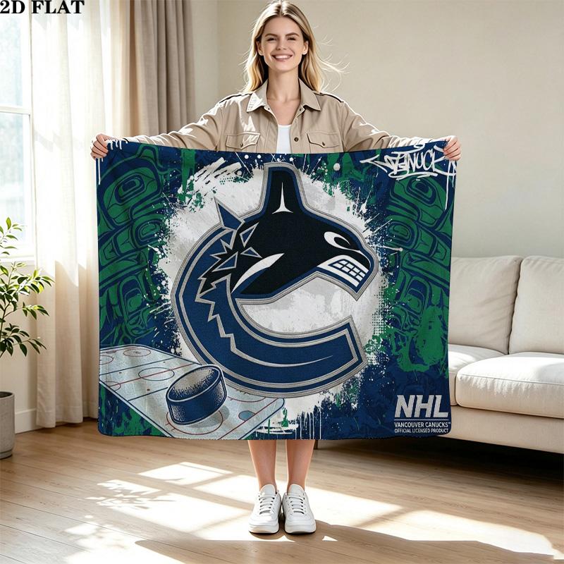 VANCOUVER CANUCKS Print Flannel Blanket High Quality Warm Comfortable Cover for All Seasons Perfect for Gifts Home Decor