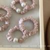 Cute Strawberry Mousse Powder Hair Tie Small Intestine Satin Pleated Hair Band High Elastic Comfortable Hair Accessories Woman