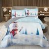 Copriletto Buon Natale, Set Copriletto Pupazzo di Neve Kawaii Queen/Full per Camera da Letto Bambini Ragazzi Ragazze, Set Piumino Tema Natale Cartone Animato