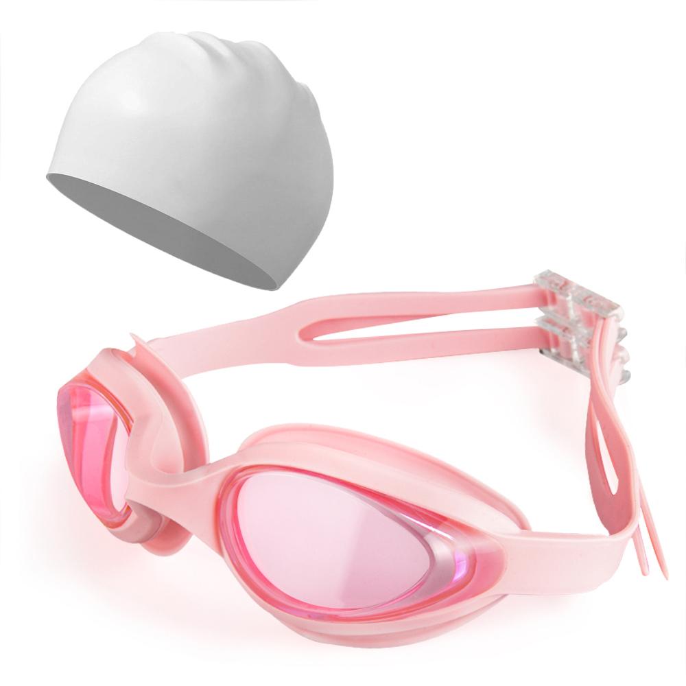Swimming Goggles Cap Adult HD Anti-fog Swimming Goggles Set Waterproof Silicone Swim Glasses Anti-UV Swim Eyewear