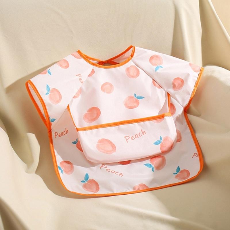Adjustable Sleeveless Bib for Infants Baby Gentle On Skin Water Proofing Fabric Foof Catcher Pocket Design for Nursing
