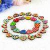 100Pcs Multicolor Heart Shaped 2 Holes Wood Sewing Scrapbooking Buttons