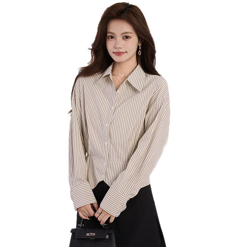 Elegant French Stripe Slimming Blouse - Spring 2026 Professional Women's Top
