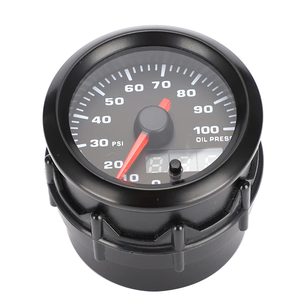 Mechanical Hydraulic Gauge, 2 Inch 52mm Car Hydraulic Gauge Pointer with 7 Color Digital LED Meter Sensor