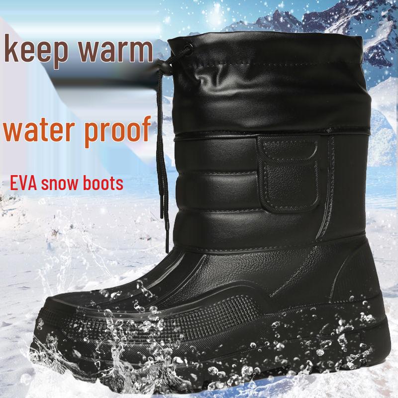 

Мужские утепленные нескользящие водонепроницаемые сноубутсы – на флисовой подкладке и морозостойкие для зимней рыбалки 43 One size larger