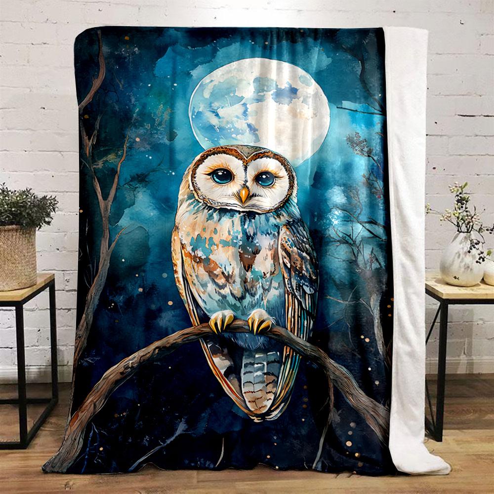 Owl Under Moonlit Night for all seasons blanket lunch break throw gift