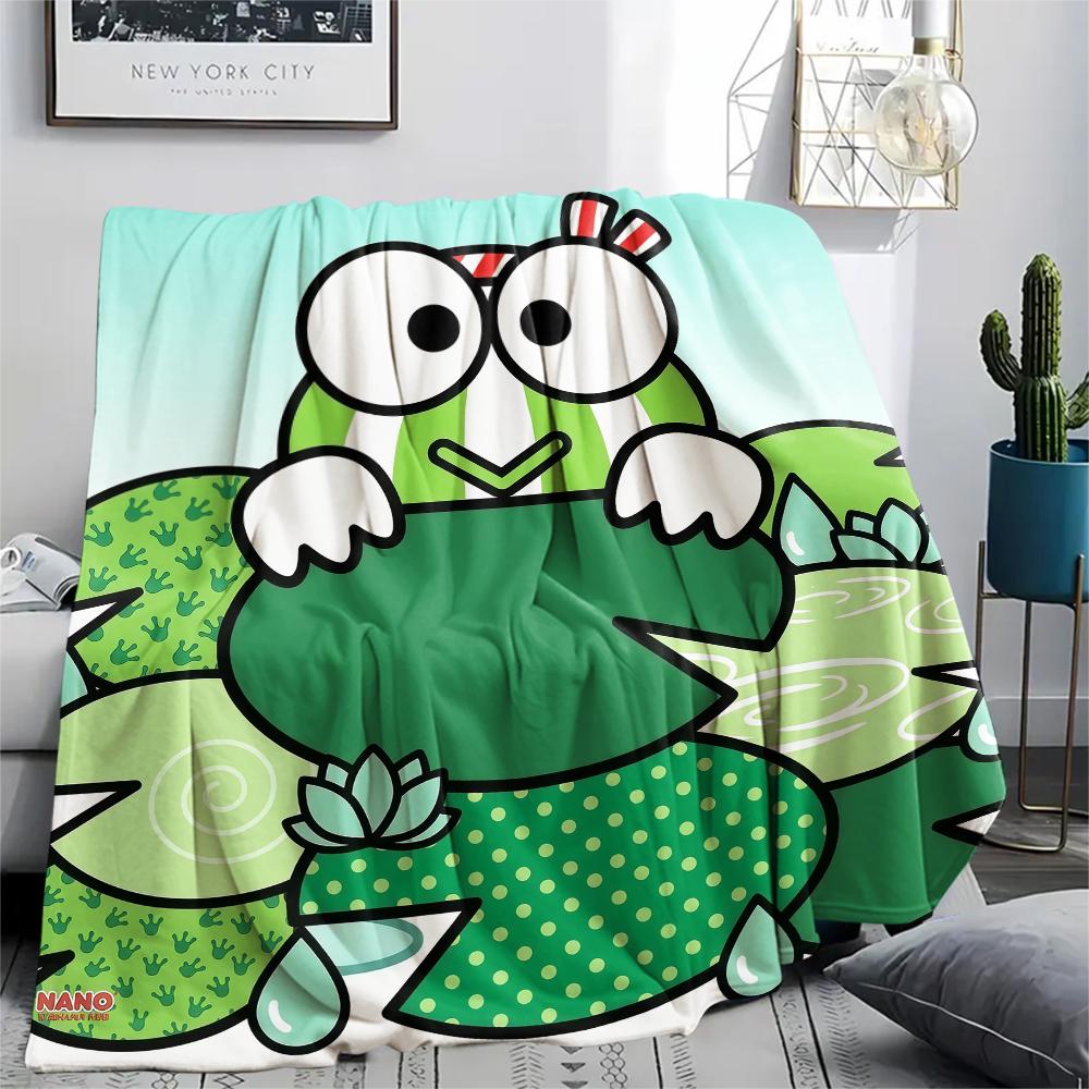 1PC Keroppi  Print Flannel Blanket, High Quality All Seasons, Home Decor, Warmth and Comfort, Perfect for Christmas Gifts