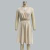GMXIA Women's Spring/Summer Resort Style Lace Hollow Out V-Neck Dress Cut Flower Small Pendulum A-Line Skirt