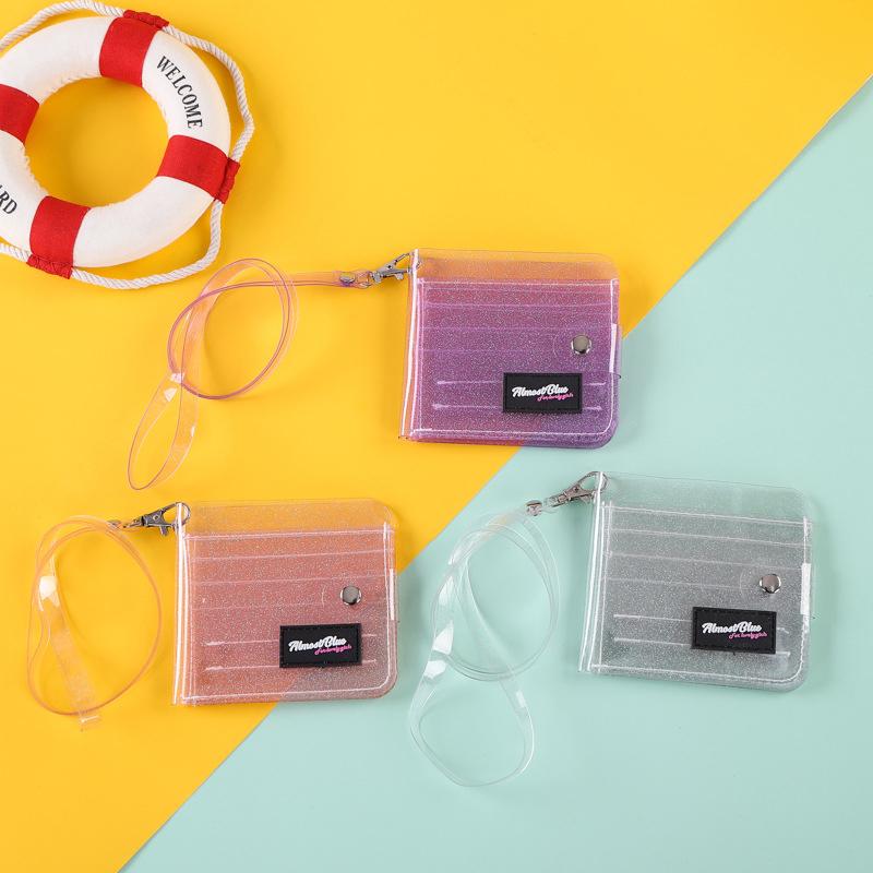 Transparent Women Purse Pvc Laser Clear Jelly Bag Mini Money Credit Card Holder Clear Wallet Bags Ladies Purse With Neck String