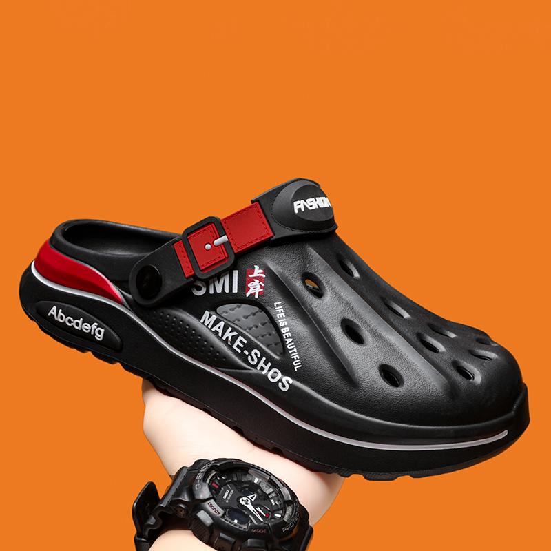 Summer Men Clogs Non-slip Thick-soled Casual Shoes Outerwear Beach Soft-soled Baotou Slippers Men's Slippers Sandals