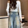 Vintage High-Waist Fleece-Lined Jeans for Women - 2024 Autumn/Winter, Slimming Straight/Wide-Leg Style