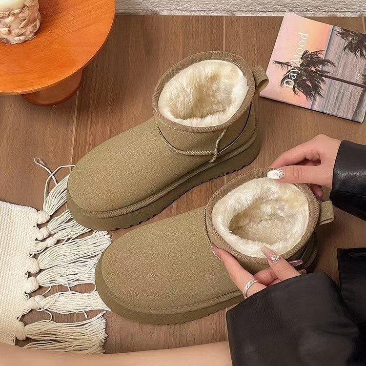 Thick-soled Low-top Short Boots, New One-pedal Plush Cotton Shoes In the Winter of 2025, Northeast Plush Snow Boots for Women