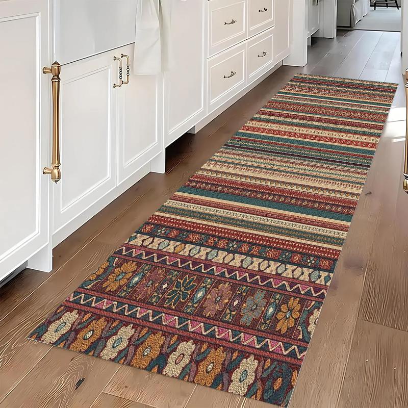 Tappeto Runner da Corridoio Vintage Boemo Tappetino con Motivo Geometrico Decorazione per la Casa Tappeti per Pavimento per Soggiorno Cucina Ingresso