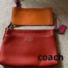 Coach pochette crossbody belt pink orange with slim pouch wallet