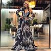 Nuovo vestito da donna wish sexy scollo a V profondo manica lunga stampa vestito alla moda