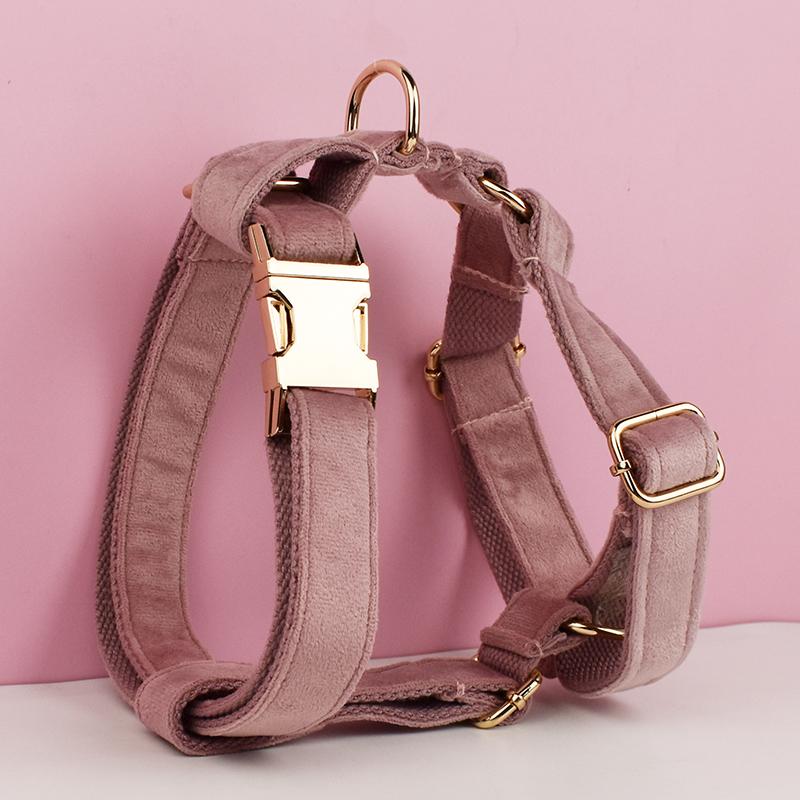 Light Purple Velvet Dog Collar And Leash Set For Dogs Custom Engraved Nameplate Pet Supplies Dog Leash Velvet05