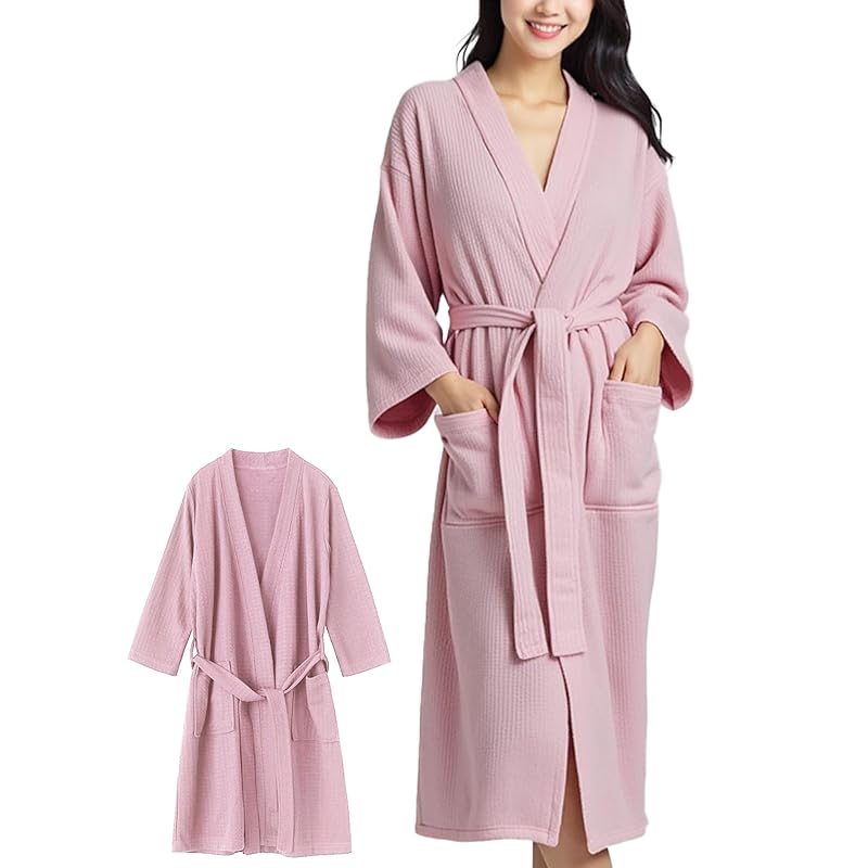

[Gemma Plus] [Soft comfort x lightweight and quick drying] bathrobe ladies summer Thin waffle dough bath robe mom One surgery clothes to wear after