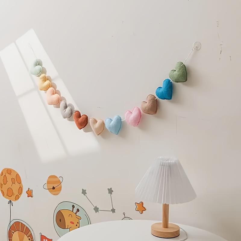11pcs Heart Room Decor, Colorful Rope Hearts Shaped Hanging Decor, Home Decor, Room Decor, Wall Decor, Bohemian Style