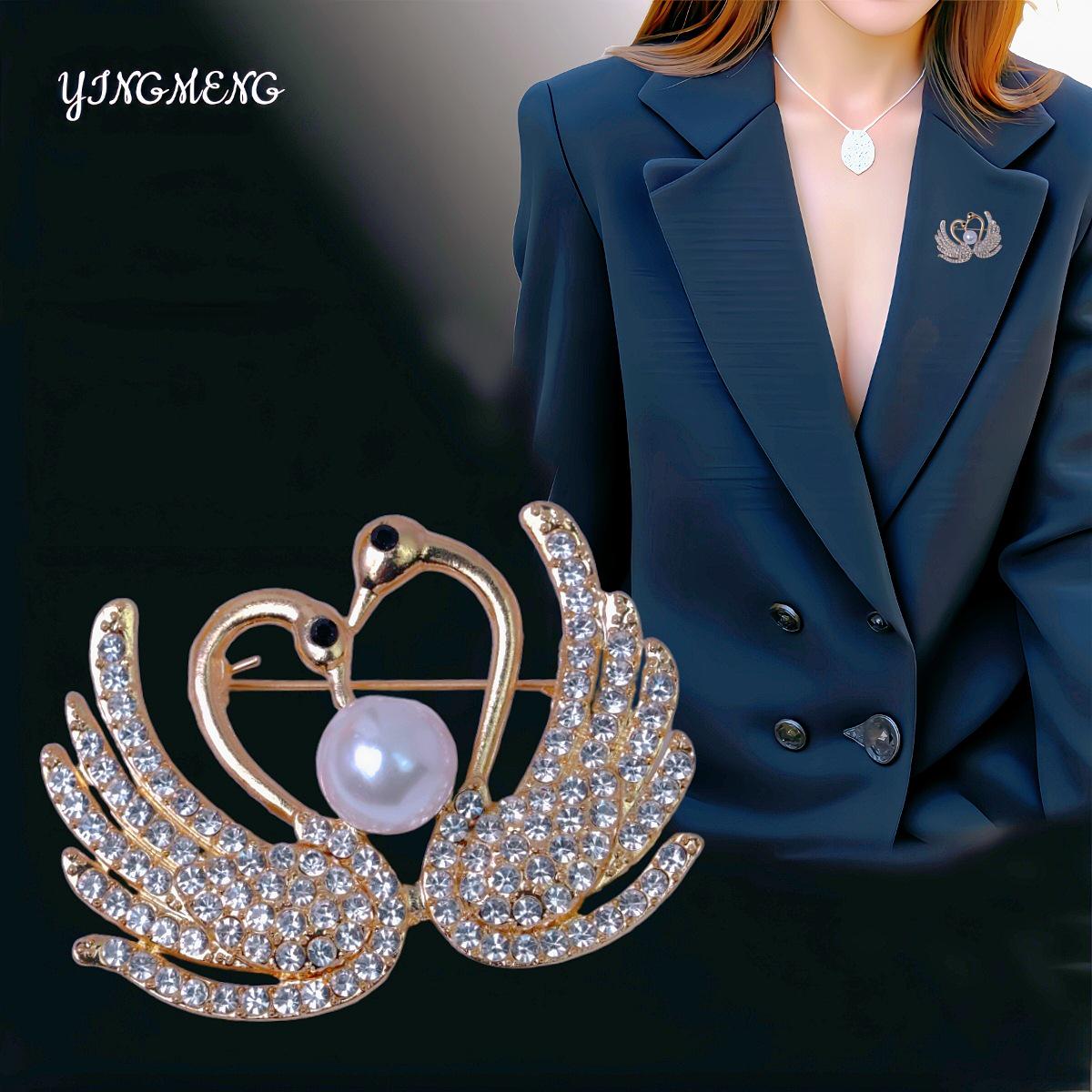 Корейская высококачественная брошь-булавка с кристаллами в виде лебедя