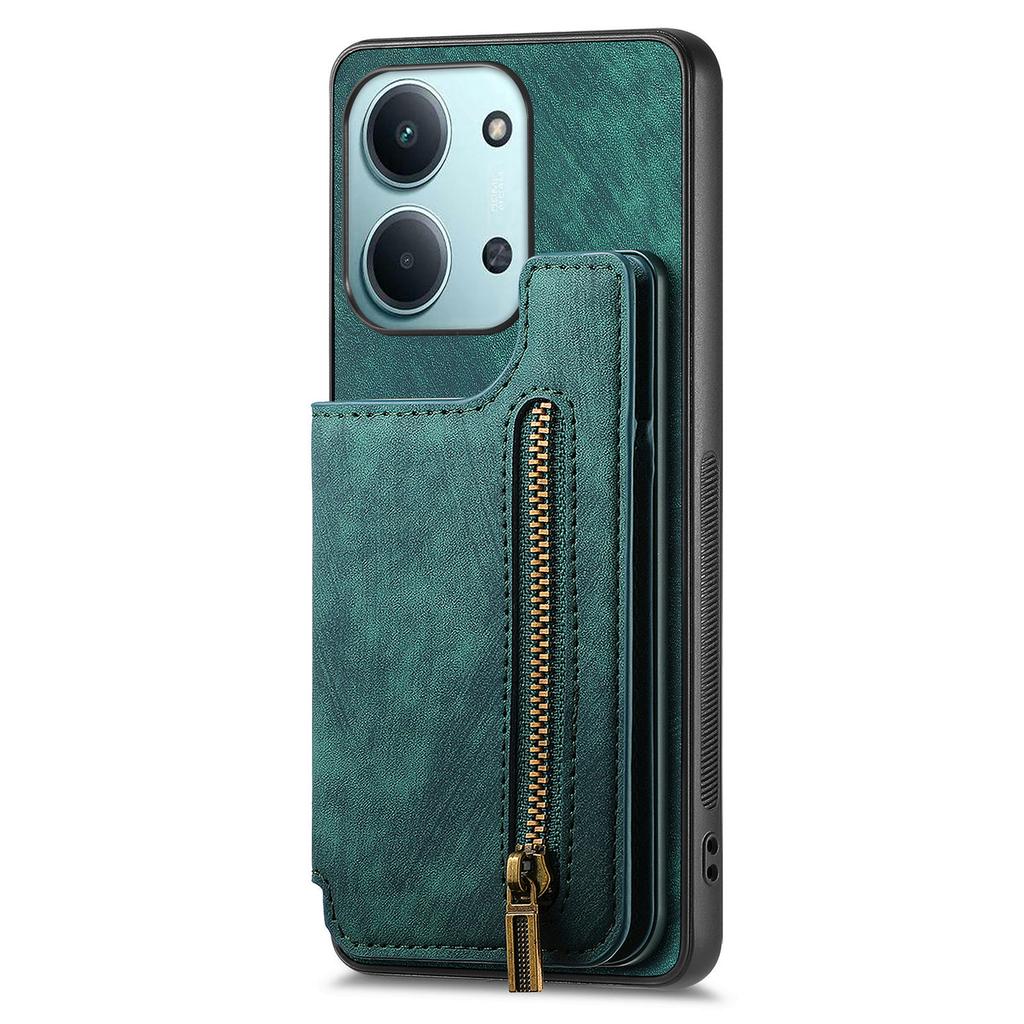 Phone Case For Xiaomi Redmi 15C 5G (EU) (173mm)/15C 4G (EU) (173mm) Retro Leather TPU Cover with Zipper Card Holder