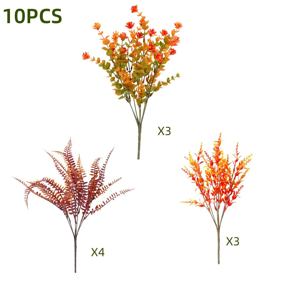 

10PCS UV-resistant artificial fall bouquets, artificial orange fall plants - outdoor window frames, fireplace, garden,decorate