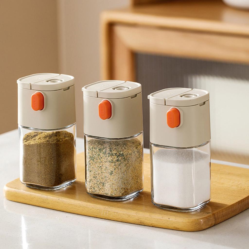 Adjustable Quantitative Salt Shaker Glass Seasoning and Spices Jar for Cooking Multipurpose Kitchen Condiment Bottle