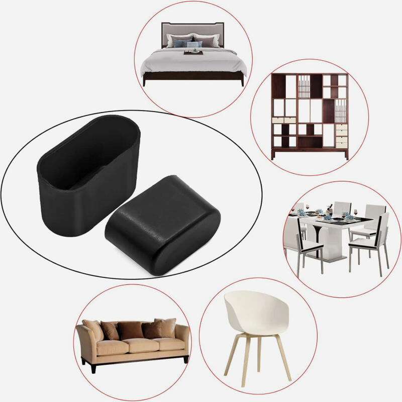 12-4pc NonSlip Oval Chair Leg Caps,Black Clear Furniture Pad,Scratch Proof Floor Protectors for Table Chair Leg,Furniture Guard