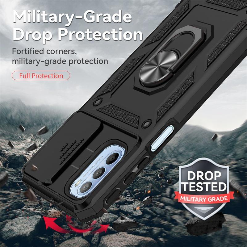 For Motorola Moto G31 G41 Case Magnetic Metal Ring Holder Armor Cases For Moto G 31 41 MotoG31 MotoG41 Slide Lens Protect Cover