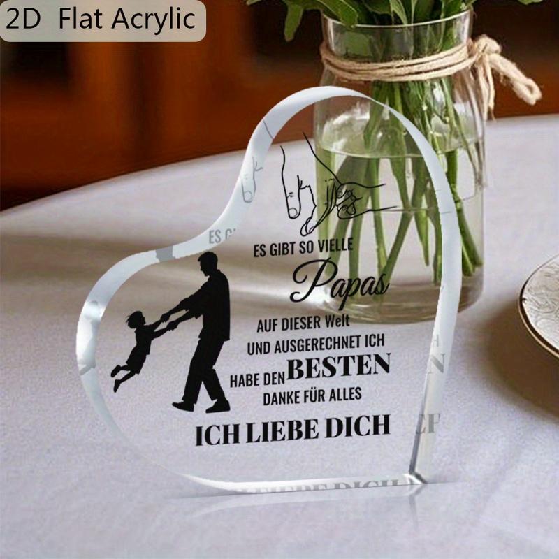 1pc German 'My Best Father, I Love You' Acrylic Ornament - Heart-Shaped Father & Son Silhouette Design, Modern Home Decor for Living Room, Bedroom