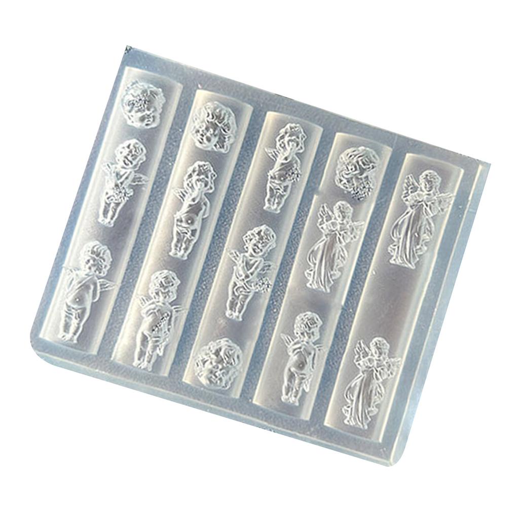 Wiederverwendbare Silikon-Nagelkunstform mit 3D-geschnitztem Engeldesign für DIY-Nagelanhänger und Schmuckherstellungszubehör