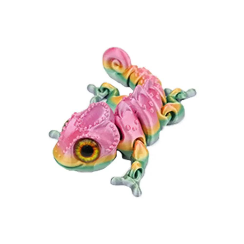 3D Printing Chameleon Figures Multi-Joint Movable Simulation Eyes for Home Accessories Kids Gift Living Room Decoration