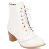 2024 Classics Women's Boots Ankle Retro Carved Front Tie Middle Heel 5.5CM Square Heel Front Tie Fashion Dress Party Women Shoes