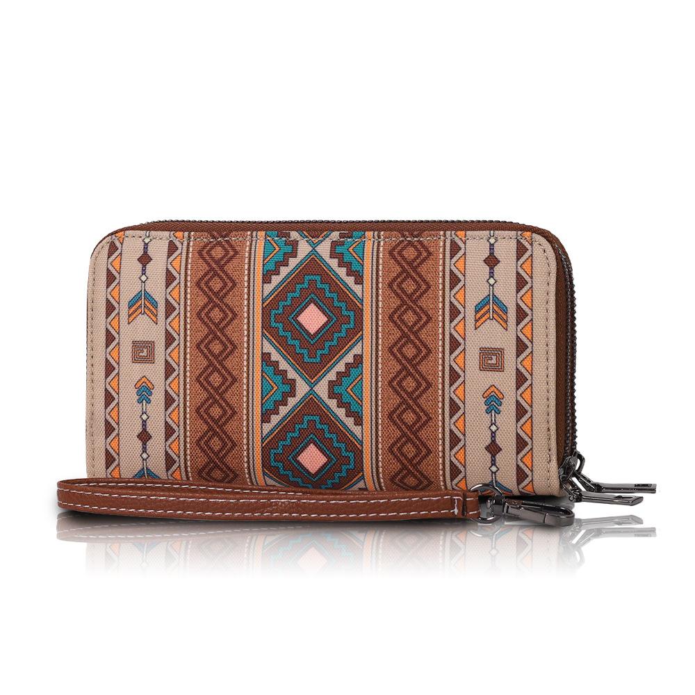 Европейский и американский богемный стиль RFID кошелек с двойной молнией женский тканевый водоотталкивающий картхолдер 194510cm 2776₽