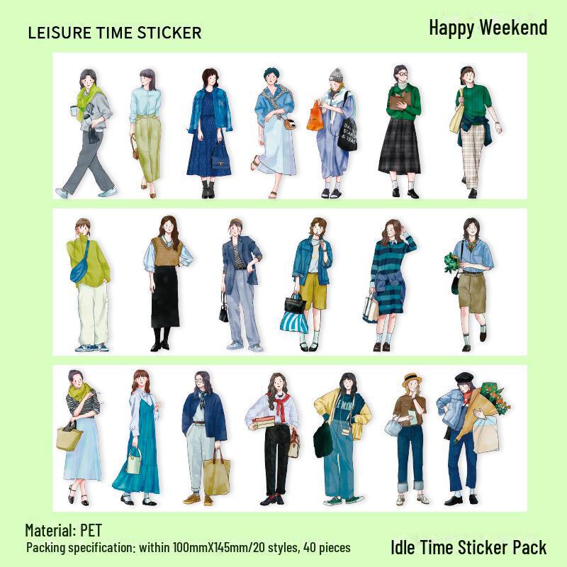 Leisure Time Korean Character Sticker Pack for Notebooks