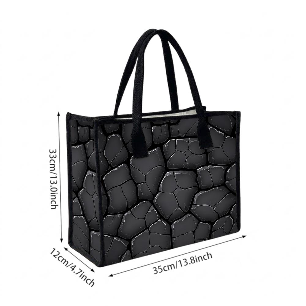 Cracked Pattern Tote Bag Large Capacity Shoulder Handbag for Daily Use