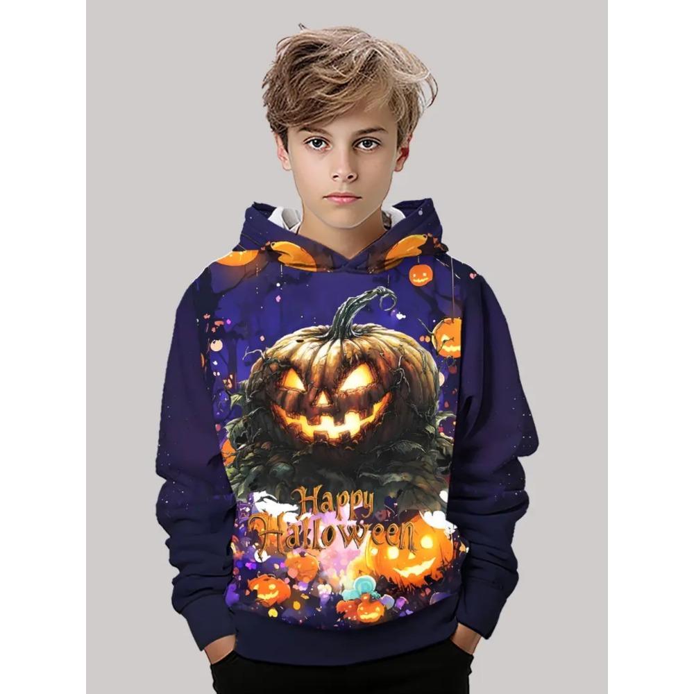 Latest Halloween Series New Pumpkin Head Hoodie 3D Print Autumn Pullover Casual Comfortable Sports Parent-Children's Clothing