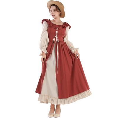 Damen Halloween Karneval Kostüm Verkleidung Fee Irland Cosplay Vintage Mittelalter Renaissance Bandage Kleider