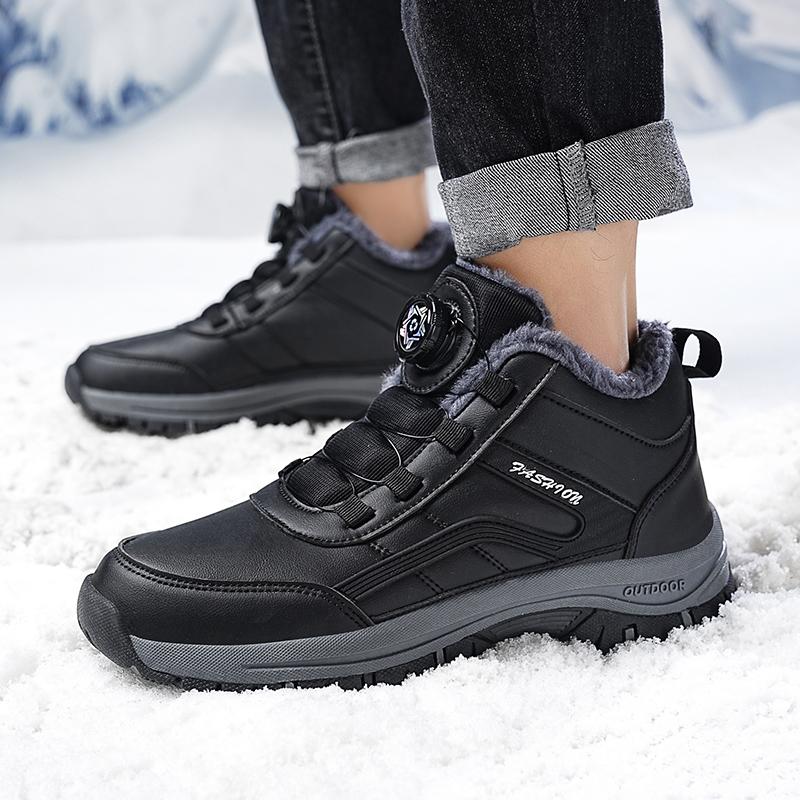 2024 Waterproof Winter Men Women Sneakers Original Leather Warm Snow Boots Men Work Casual Shoes High-top Non-slip Ankle Boots