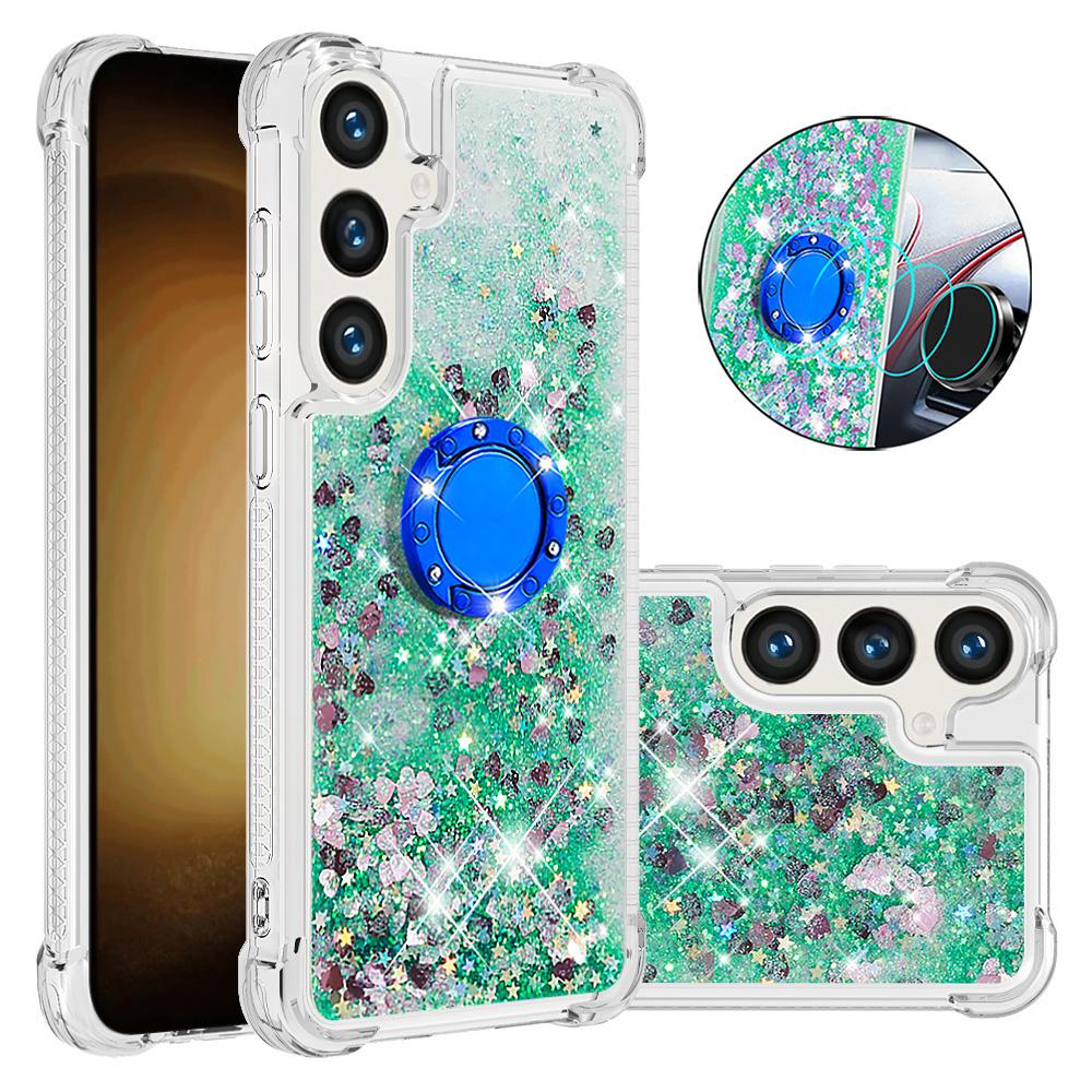 

Для Samsung Galaxy S25 Чохол з ТПУ з підставкою Блискавичний Протиударний Чохол Green/Hearts