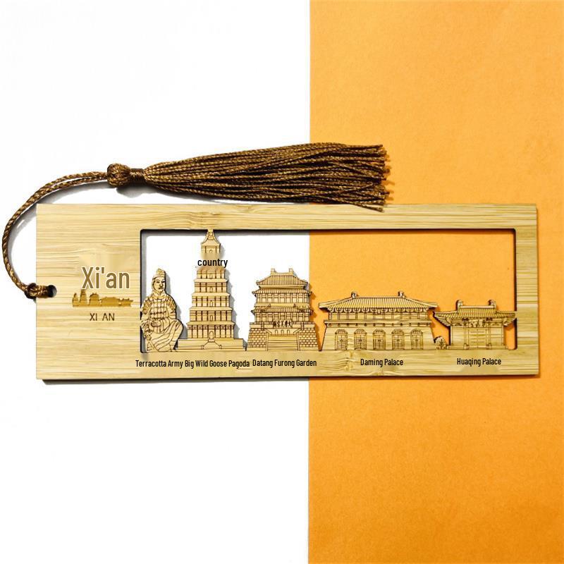 Bamboo Bookmark Ruler: City Landmarks and Scenic Spots Souvenir